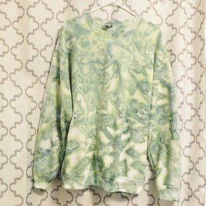 Handmade Green & Yellow Tie Dye  Crew Neck Sweatshirt -  Unisex/L